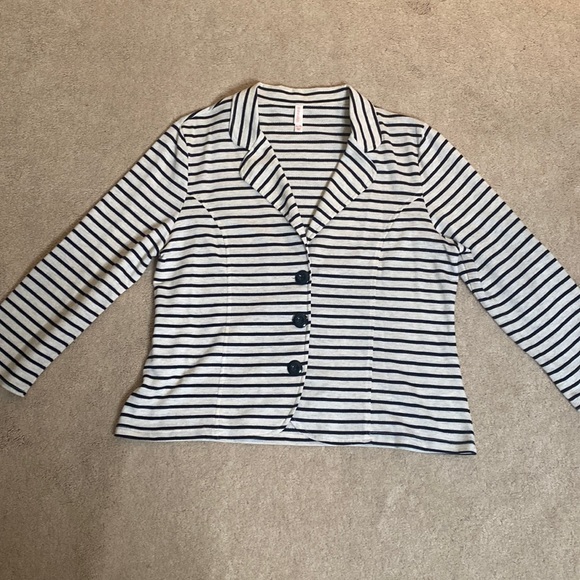 Cotton Striped Blazer Cardigan - Picture 4 of 7